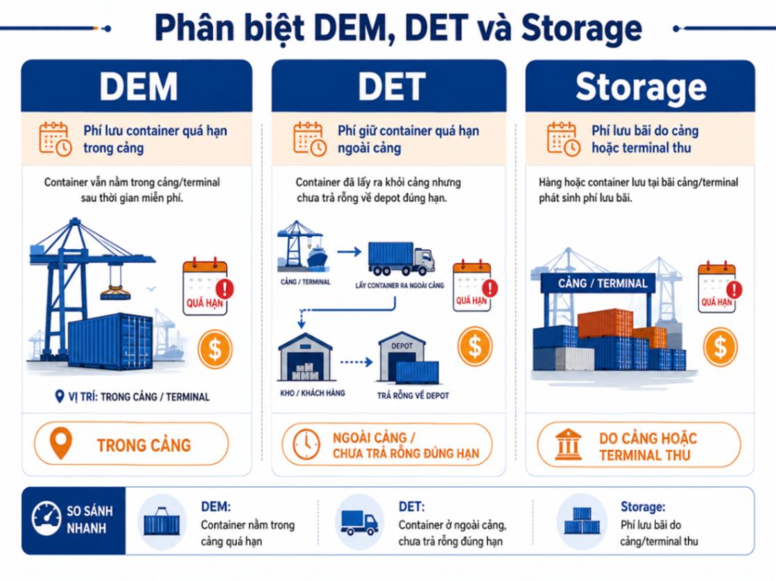 Phân biệt DEM, DET và Storage