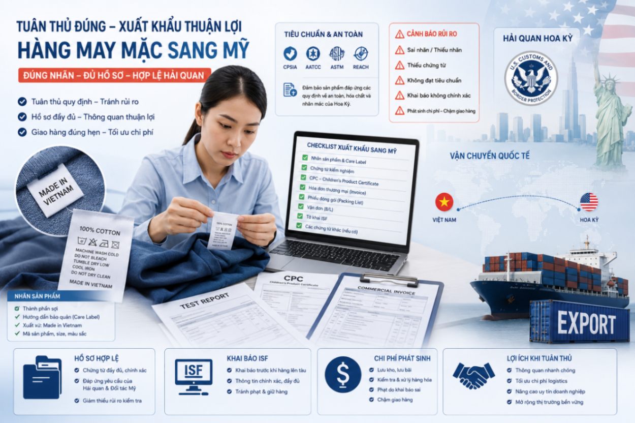 Hàng may mặc có được xuất khẩu sang Mỹ không?