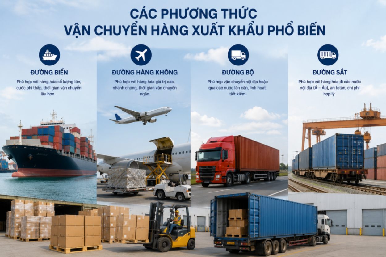 Các phương thức vận chuyển hàng xuất khẩu phổ biến