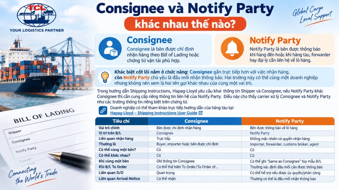 Consignee và Notify Party khác nhau thế nào?