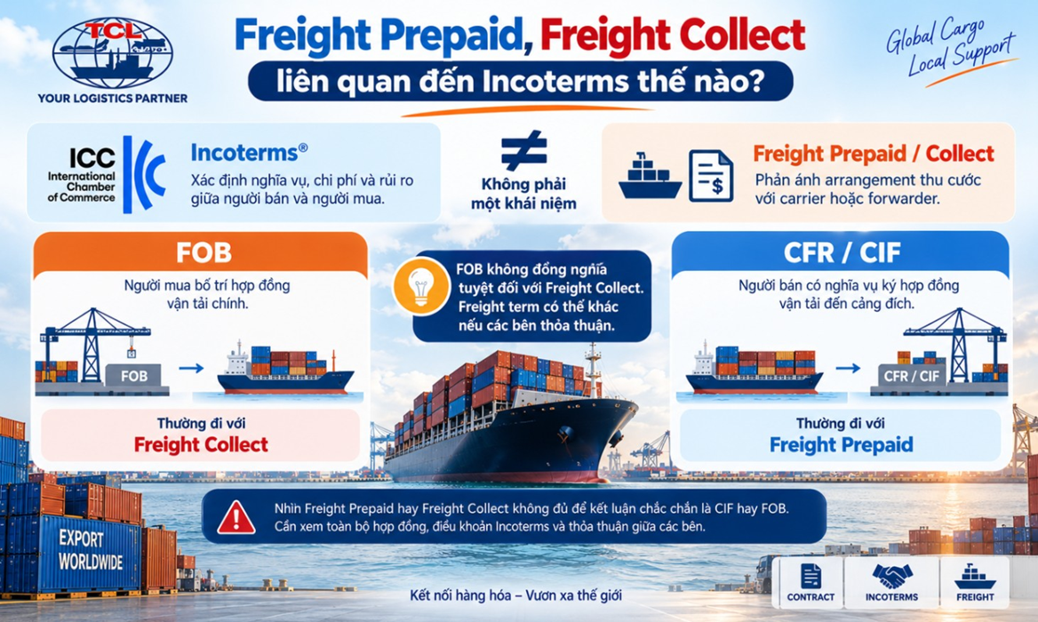 Freight Prepaid, Freight Collect liên quan đến Incoterms thế nào?