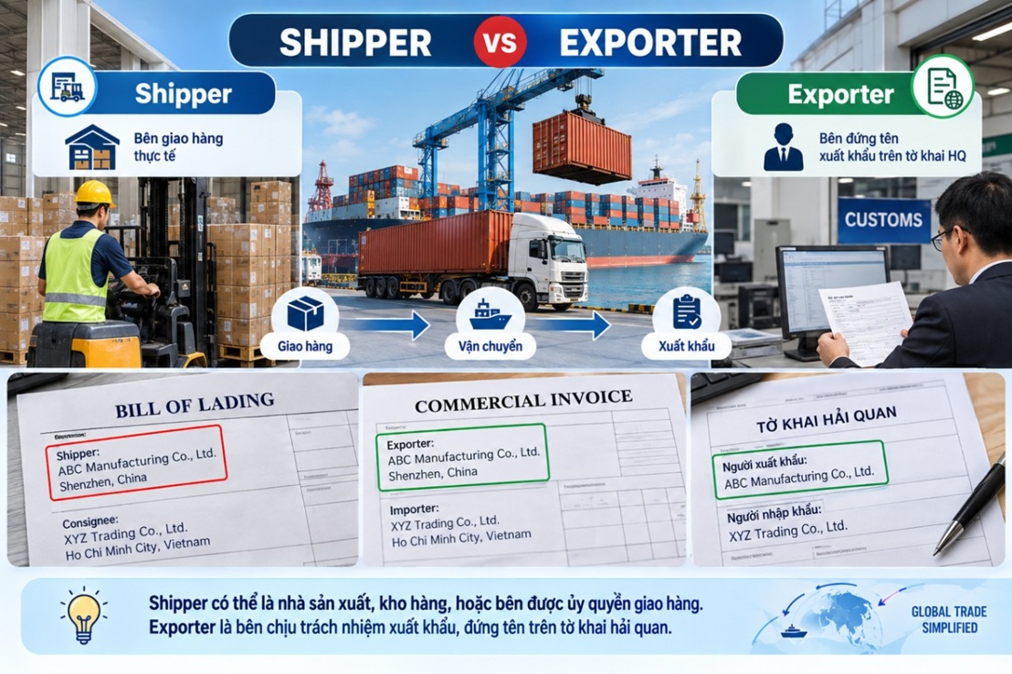 Shipper và Exporter khác nhau thế nào?
