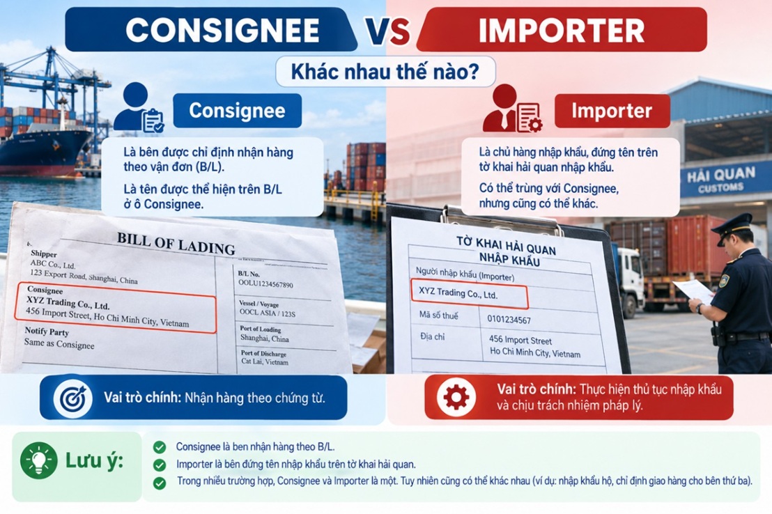 Consignee và Importer khác nhau thế nào?