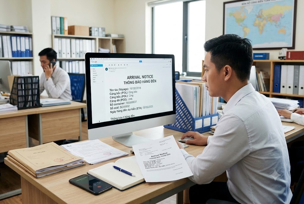 Các thông tin quan trọng hiển thị trên Arrival Notice