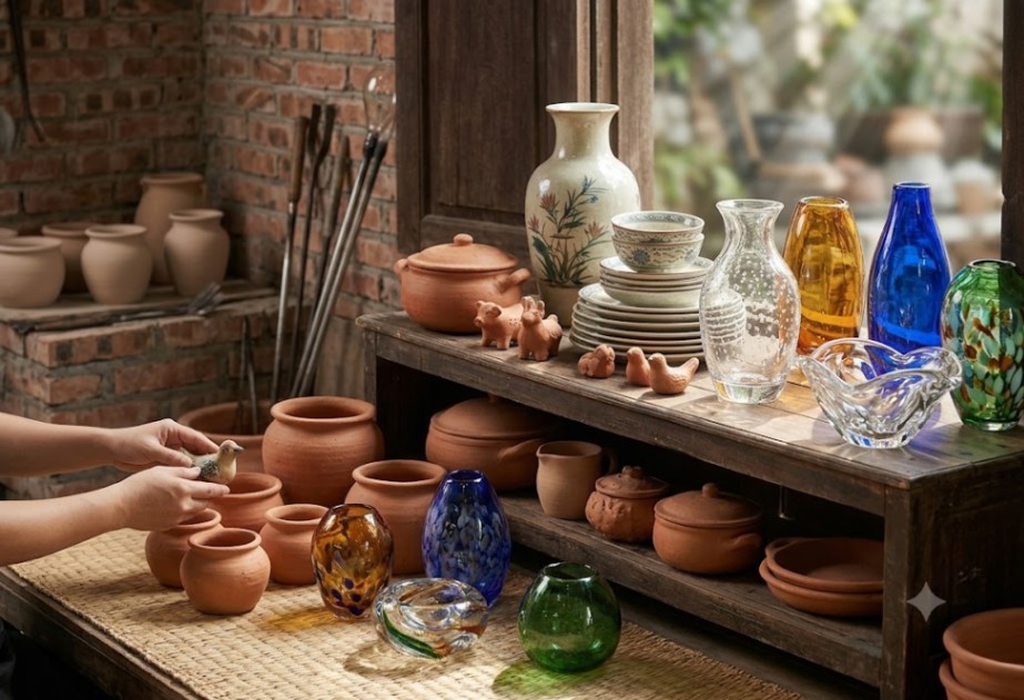 Nhóm sản phẩm gốm sứ, đất nung và thủy tinh mỹ nghệ